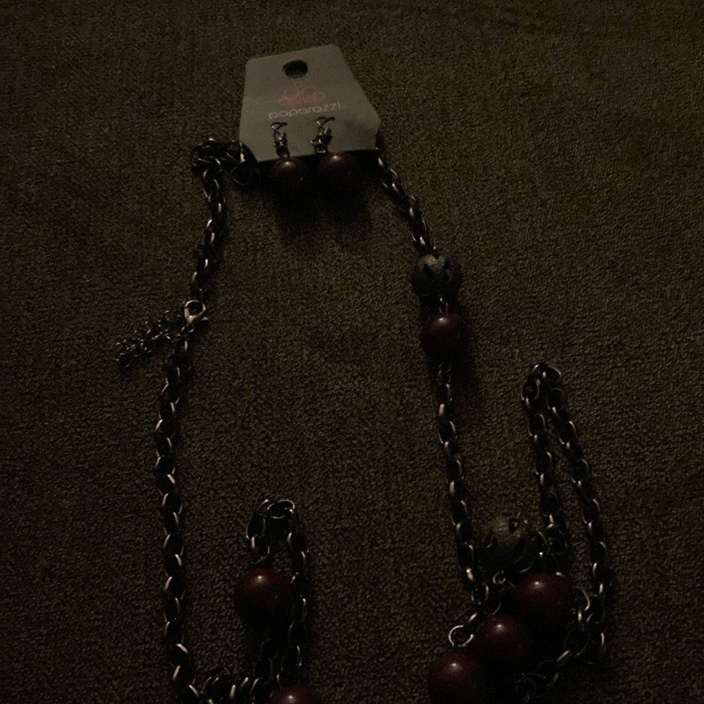 Black and Purple Beaded Necklace